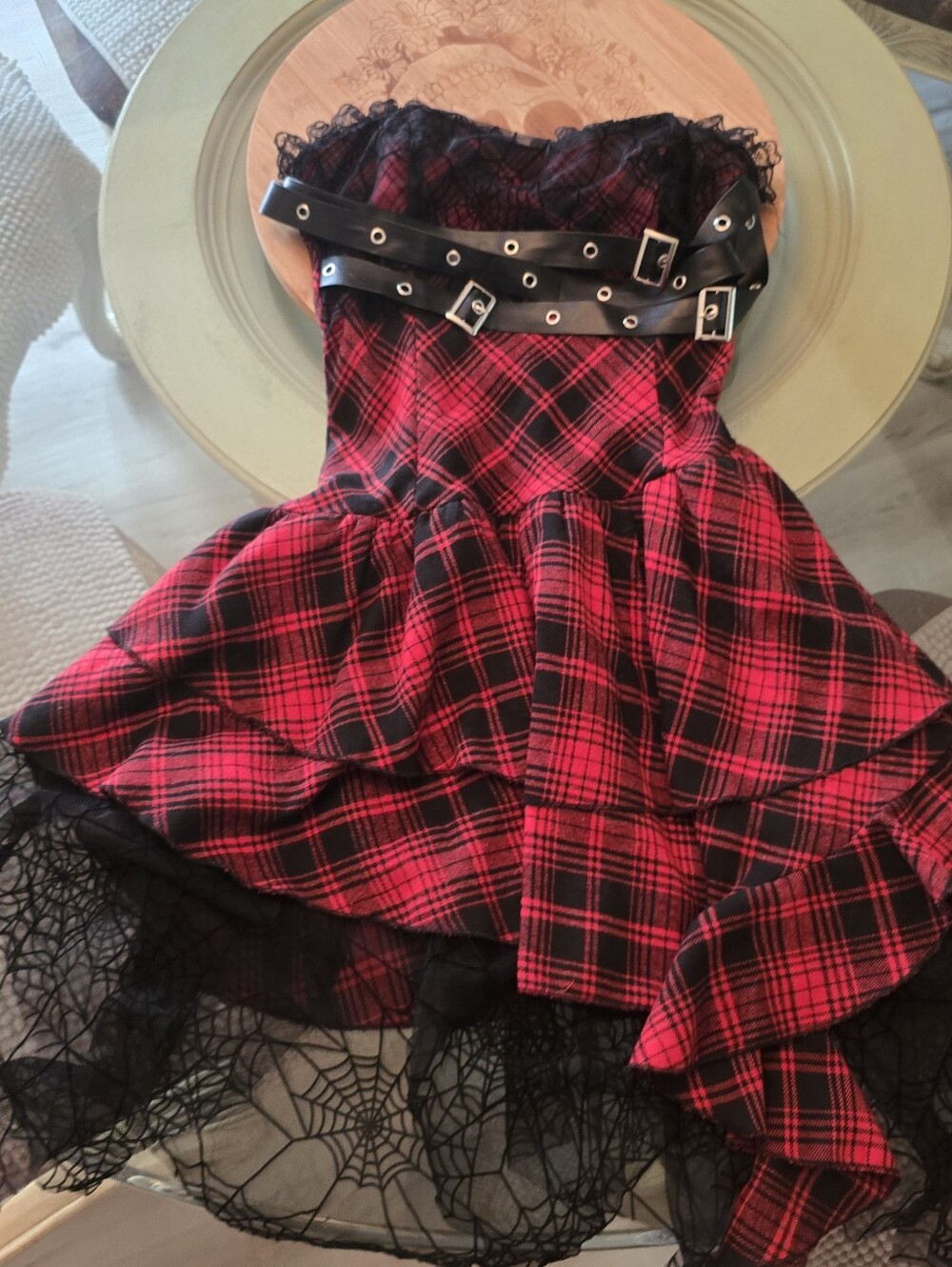 Spiderweb Romance Plaid Dress - Picture 3 of 4